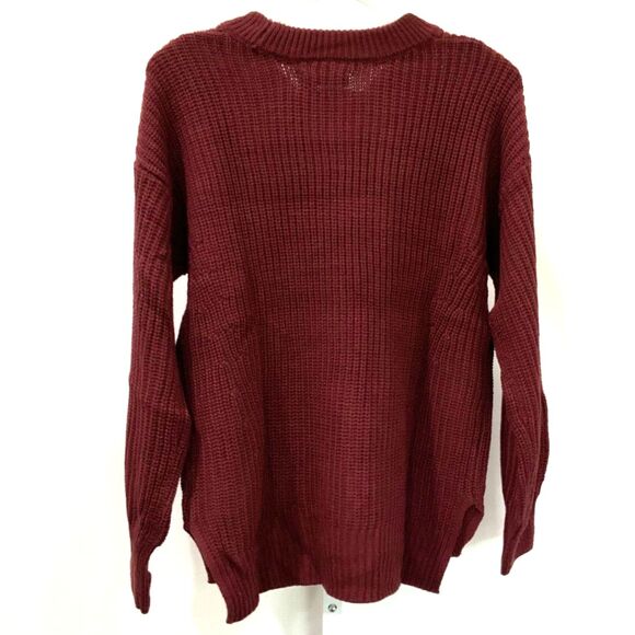 NWT! Maroon Balloon Sleeve Crew Neck Sweater By SO (Sonoma) Size Small - Picture 6 of 7
